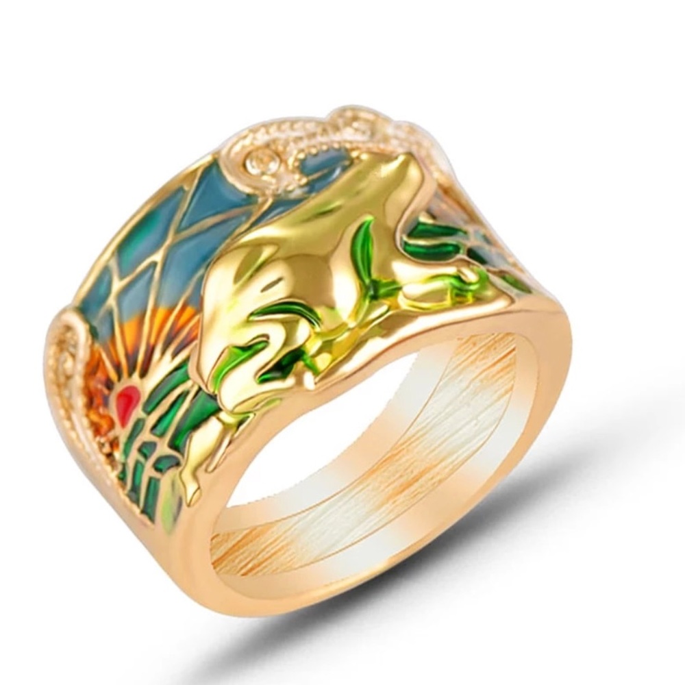 Frog πΈ Enamel Golden Ring 6-9 NEW!